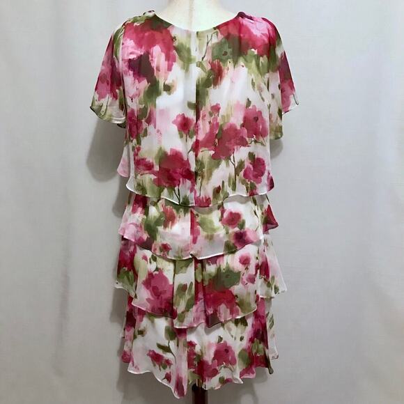 SLNY NWT Knee Length Tiered Flutter Sleeves Dress Women Various - Picture 8 of 11